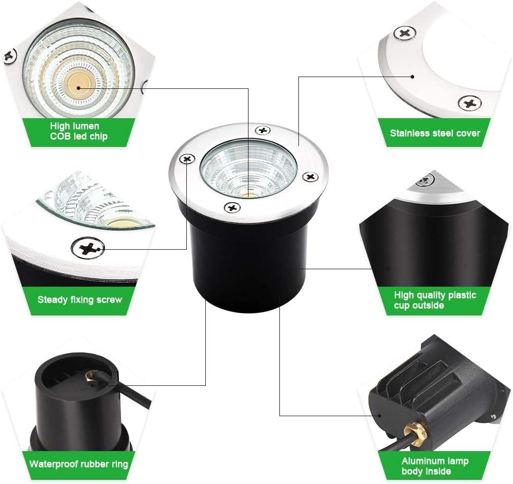 Well Lights Landscape Lighting, Low Voltage Outdoor In Ground Landscape Lights, 5W 12V-24V Waterproof Warm White 3000K Deck Light for Garden, Pathway, Driveway, 8-Pack(Wire Connectors Included)