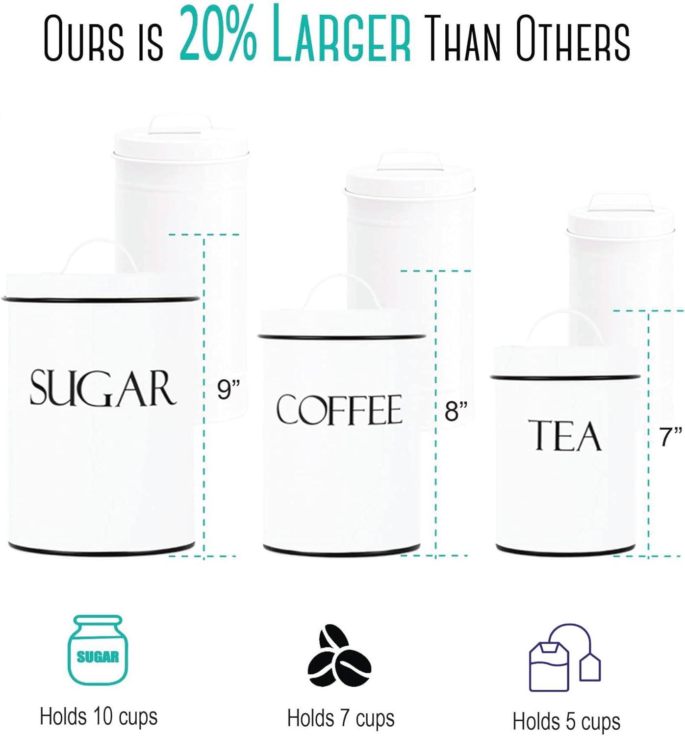 Outshine Co Outshine Farmhouse Nesting Kitchen Canister Set Perfect for Flour Coffee Tea Sugar (Set of 4)