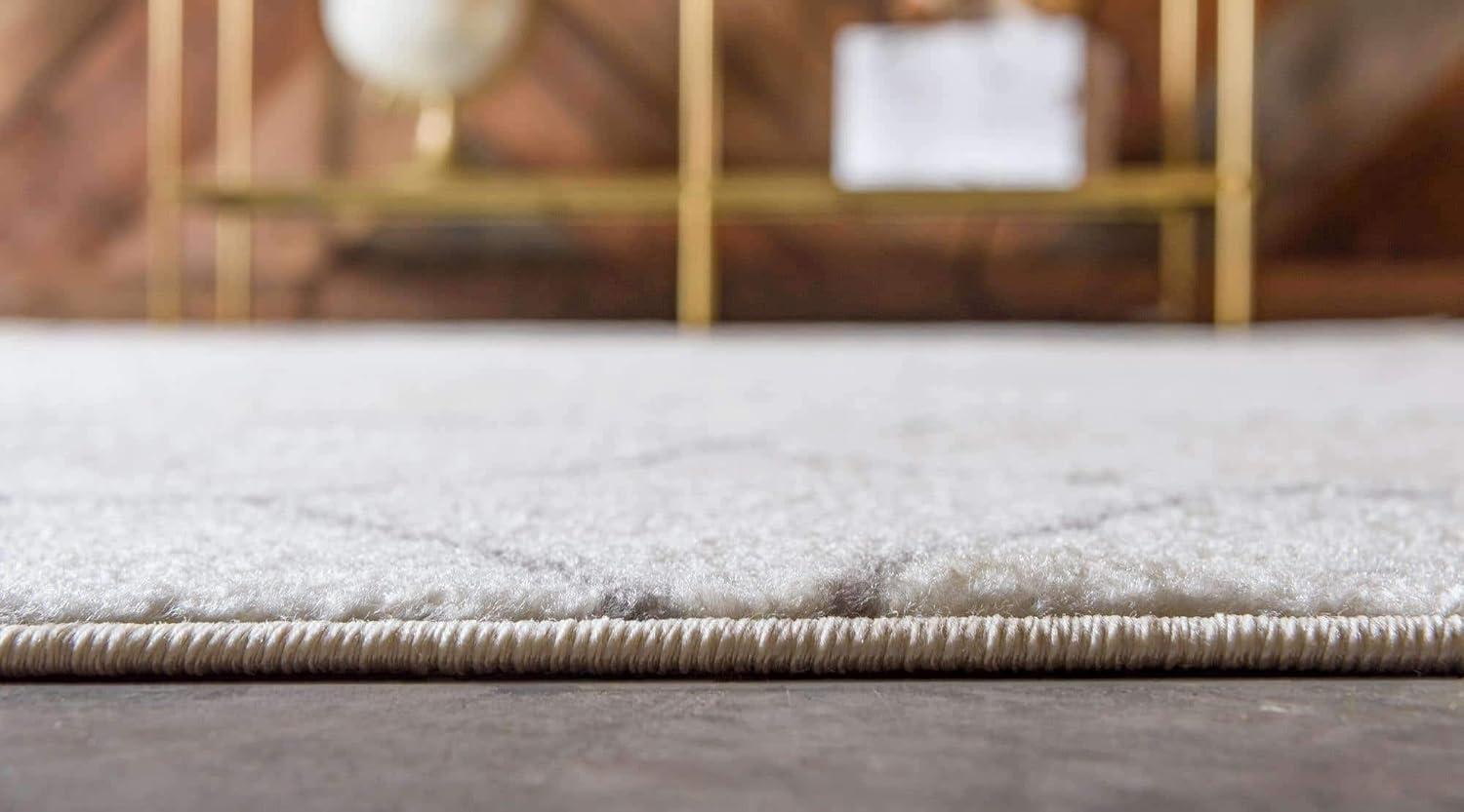 Unique Loom 6' 0 x 6' 0 Trellis Frieze Geometric Ivory Area Rug