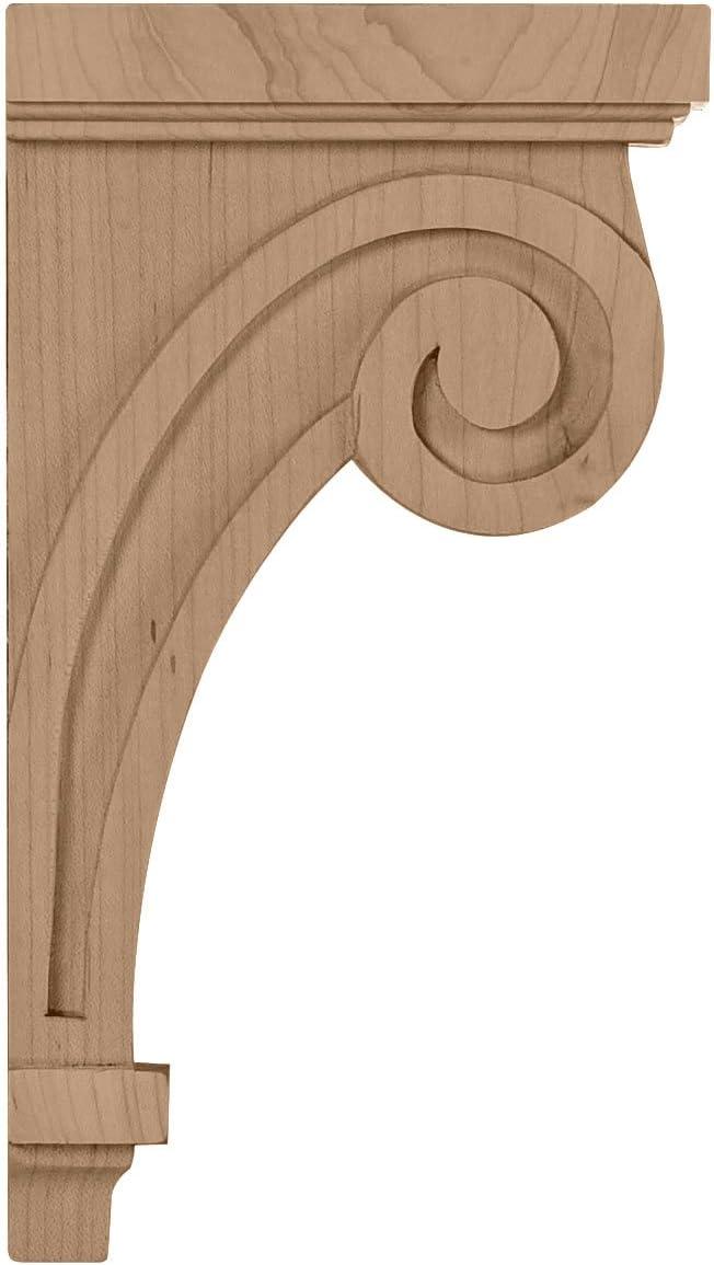 Scroll Rubberwood Corbel 3.25"W x 5"D x 9"H