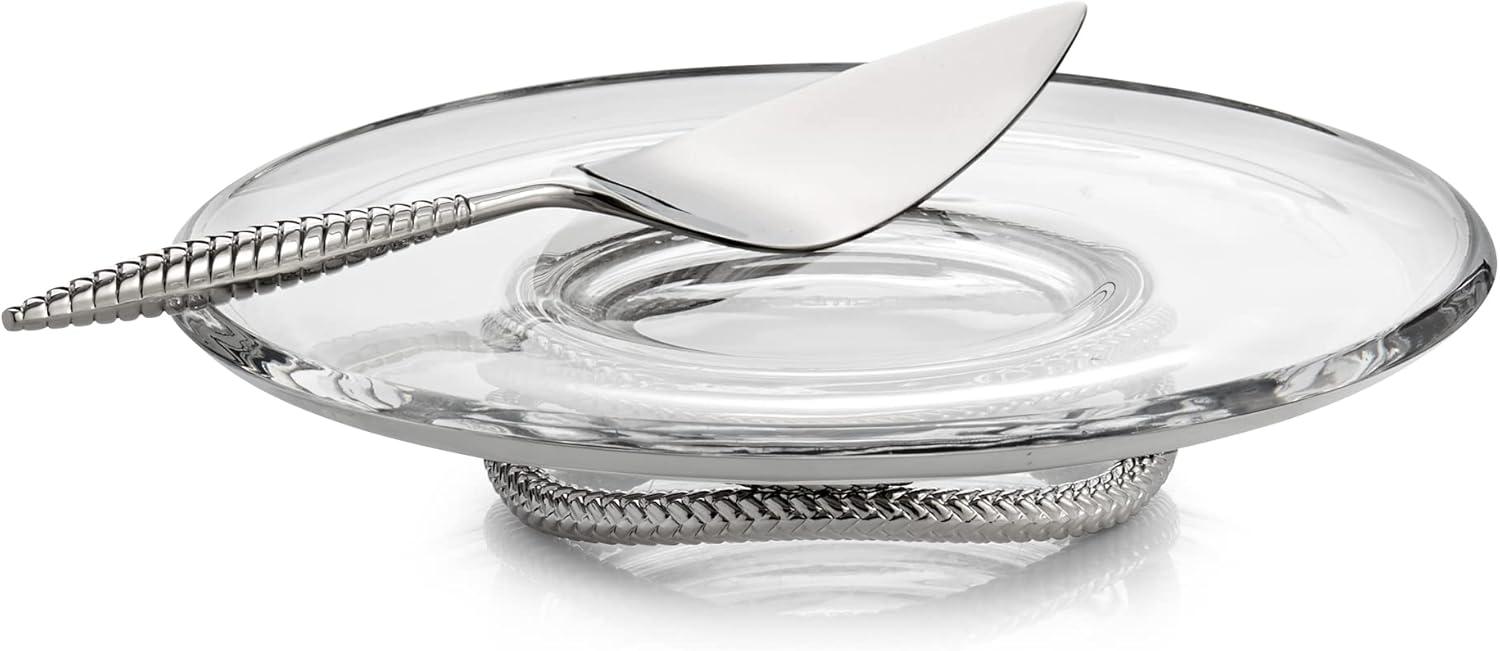 Silver Glass Pedestal Cake Plate with Server