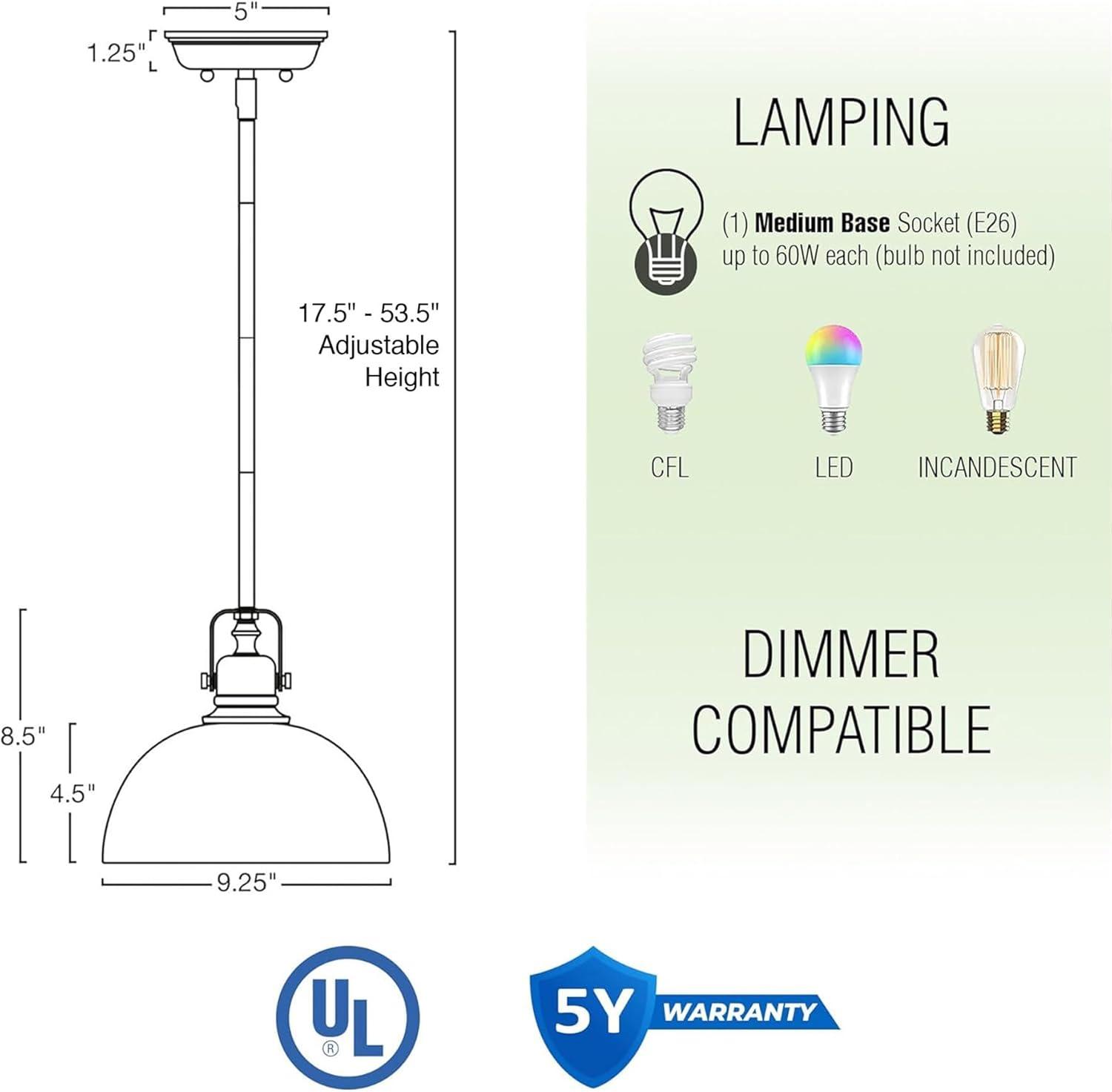 Kira Home Belle 9" Contemporary Industrial Pendant Light, Adjustable Length + Shade Swivel Joint, Oil-Rubbed Bronze