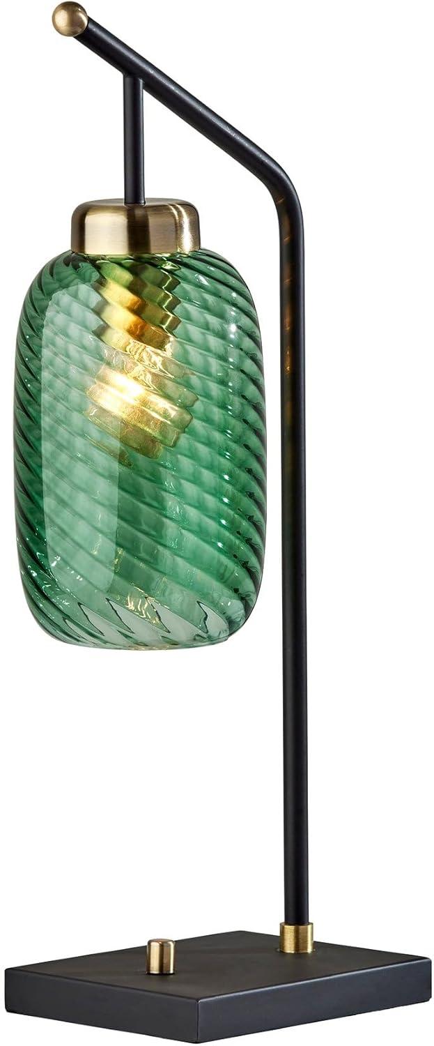 Derrick Table Lamp with Brass Accents Black - Adesso: Swirled Glass, Study & Desk Lighting, ETL Listed