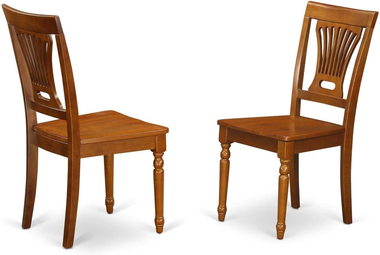 Plainville Saddle Brown Solid Wood Dining Chairs, Set of 2