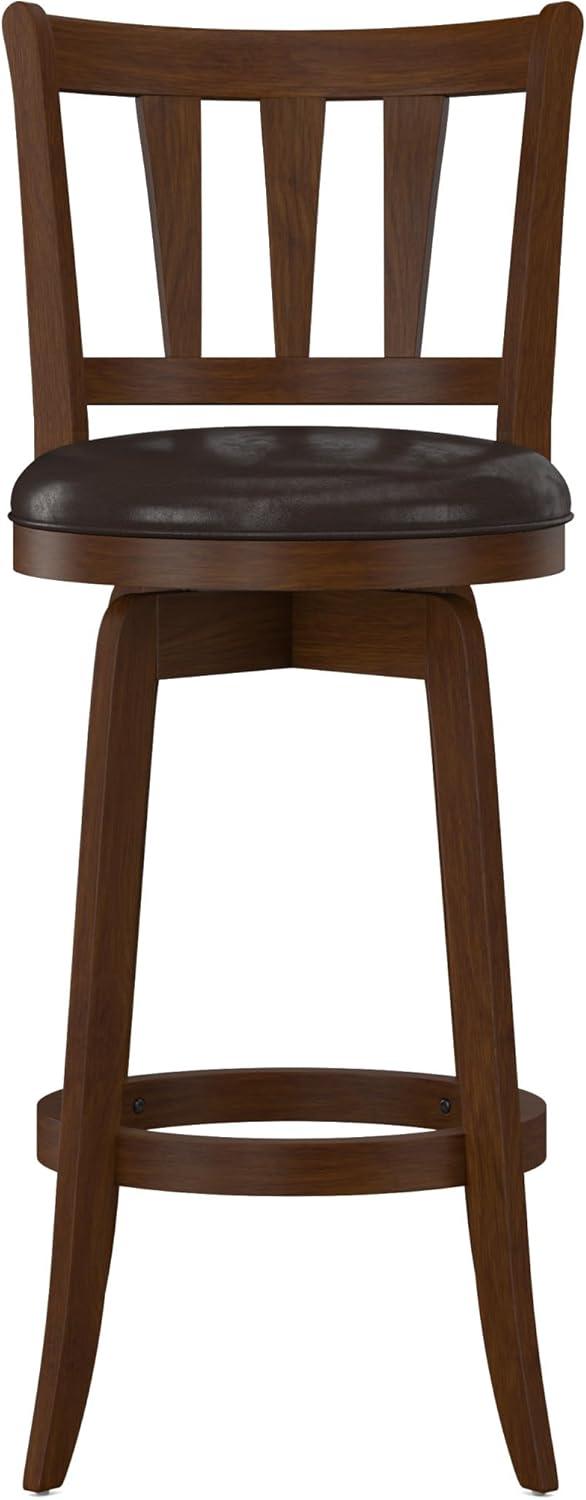 29.5" Presque Isle Swivel Barstool Cherry/Brown - Hillsdale Furniture: Padded High-Back with Footrest