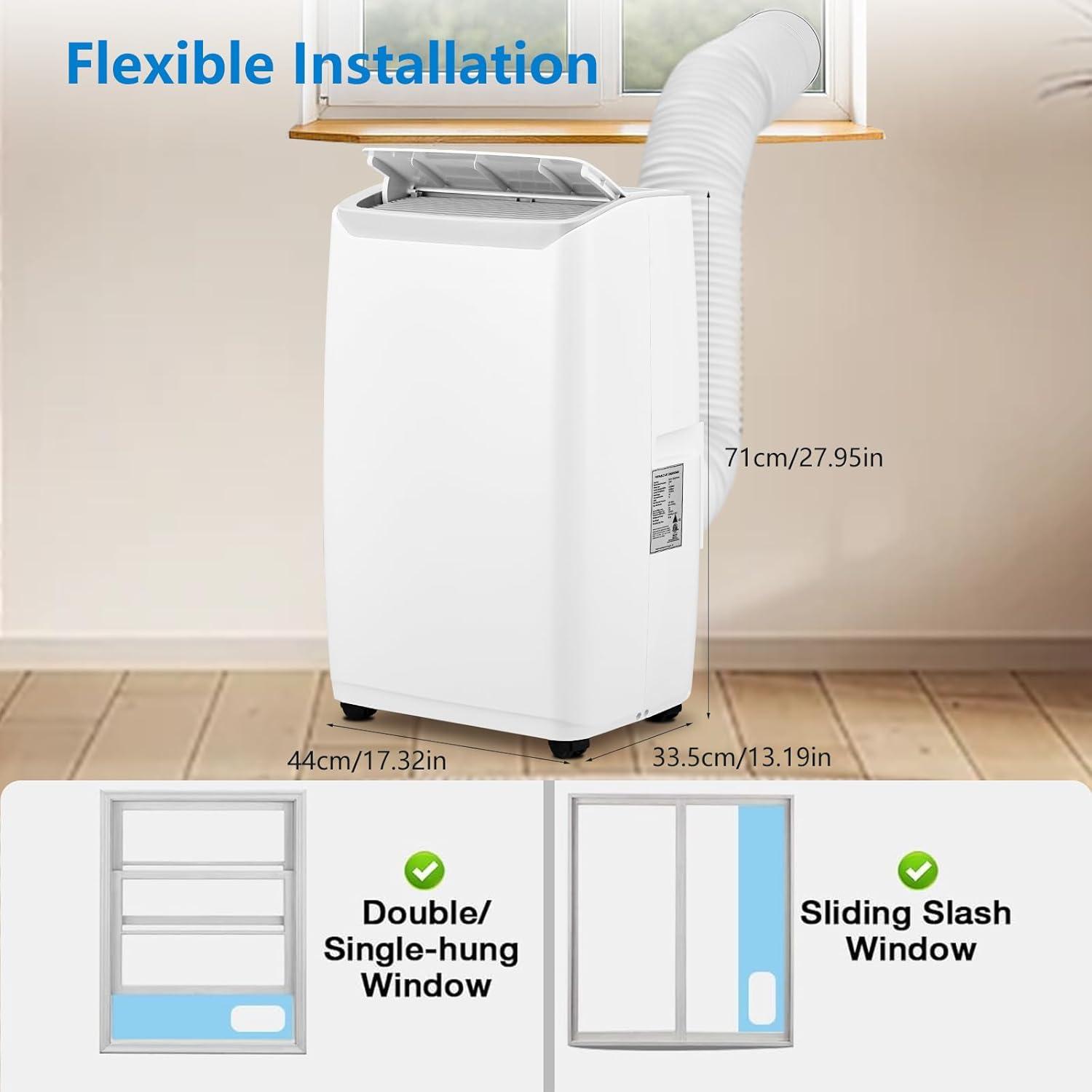 White 14000 BTU Portable Air Conditioner with Remote and Sleep Mode