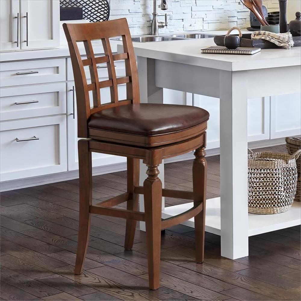 Napa Solid Rubber Wood Counter Height Swivel Stool With Back