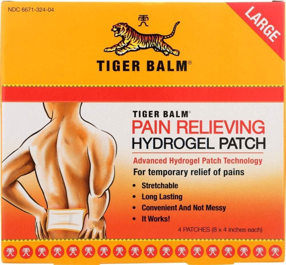 Tiger Balm Pain Relieving Large Patch, 4" x 8", 4/pack – Pain Relieving Patch – For Temporary Relief of Minor Aches of Muscles and Joints – Formulated with Menthol, Camphor, and Capsicum – Fast-Acting