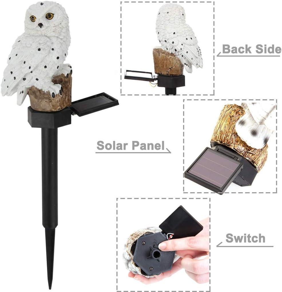 White Resin Owl Solar LED Garden Pathway Light