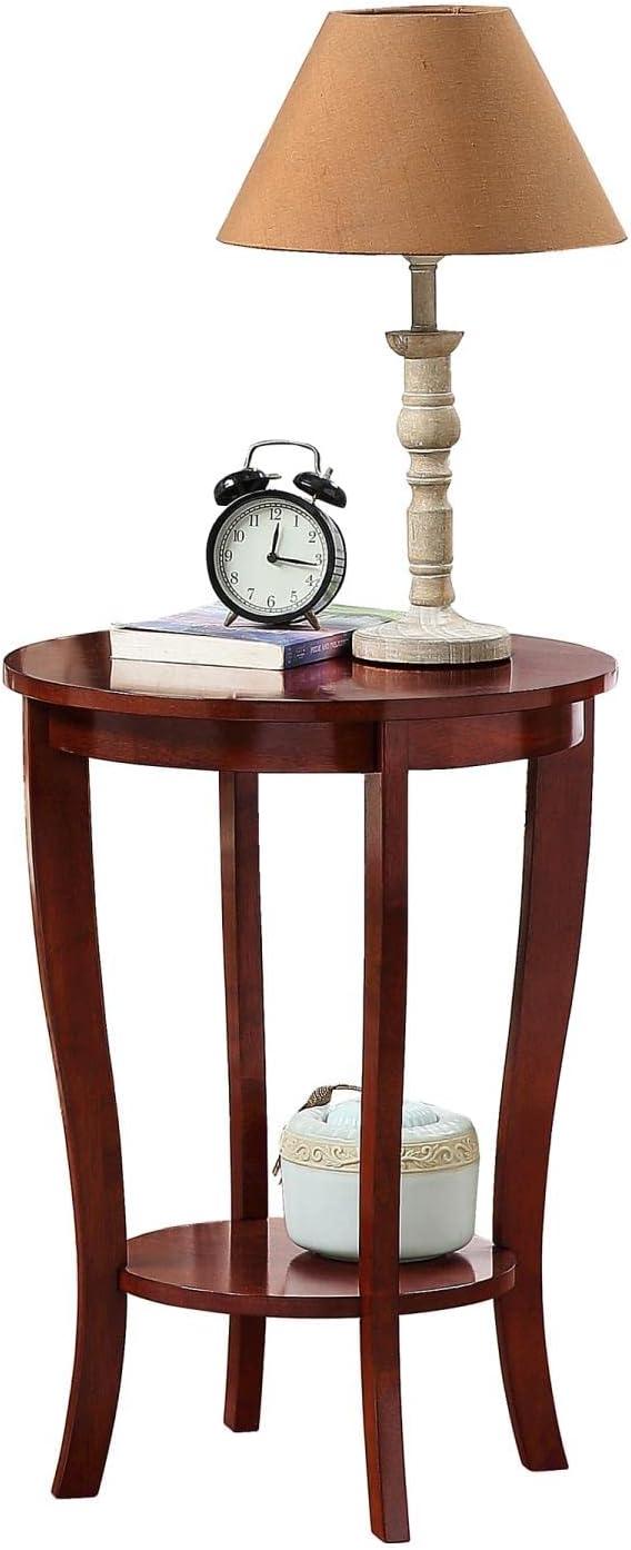 Elegant Mahogany Round End Table with Lower Shelf, 18"