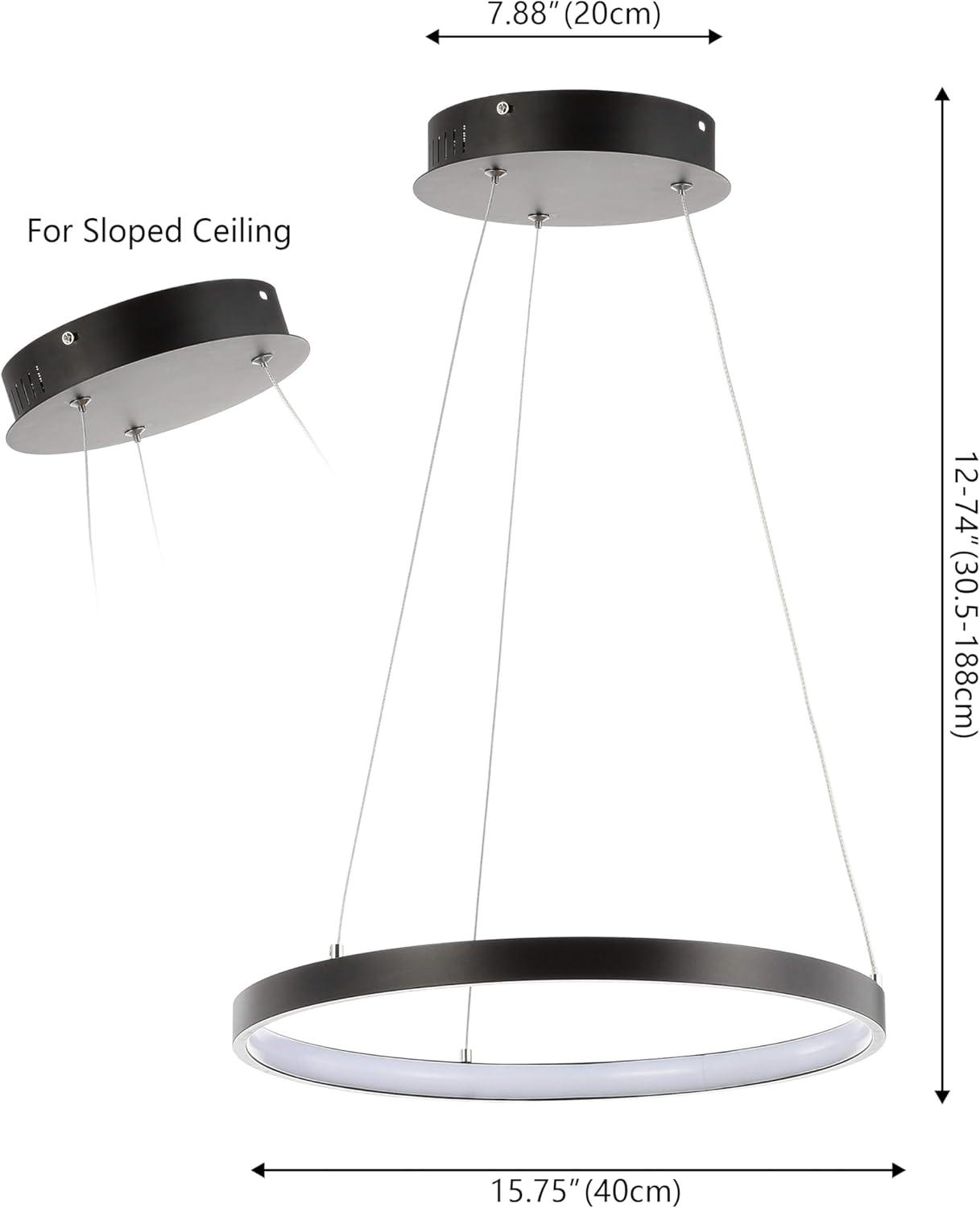 Bradley 15.7" Round Integrated LED Metal Pendant, Matte Black