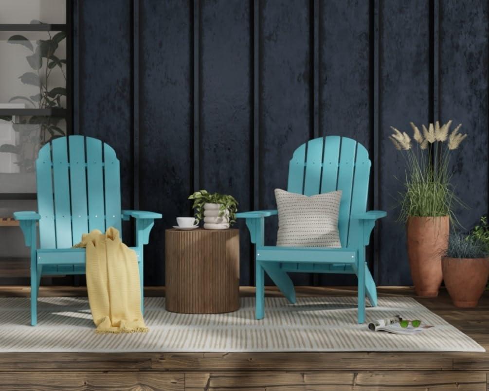 Turquoise Poly Lumber Traditional Adirondack Chair with Arms