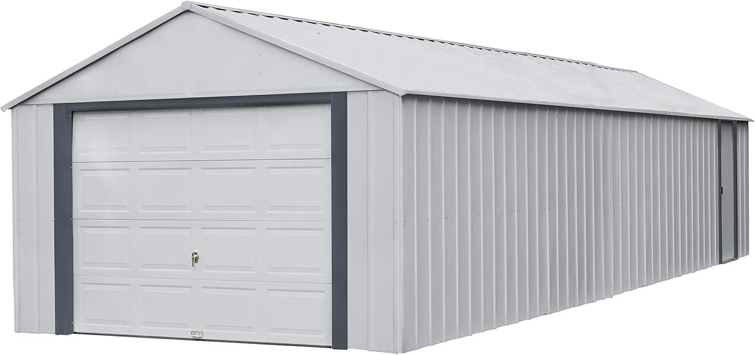 Murryhill 12' x 31' Gray Galvanized Steel Garage Kit with Shelving