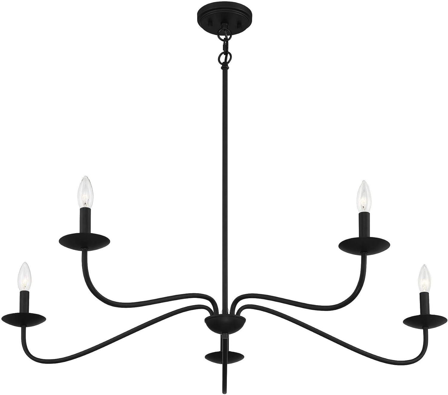 Matte Black Dramatic Curve 5-Light Chandelier