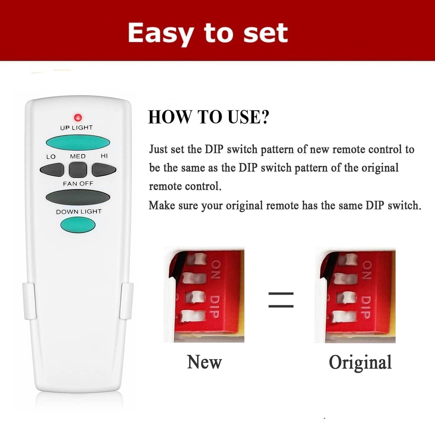 Hampton Bay UC7078T Replacement for Ceiling Fan Remote UC7078T with Up Down Light, L3H2010FANHD Fan-HD Fan-HD6 (Remote Only)