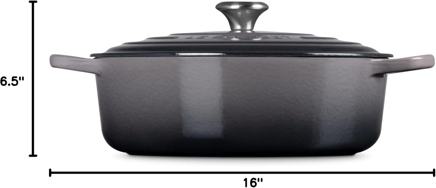 Oyster Gray Enameled Cast Iron Wide Dutch Oven, 6.75 Qt.
