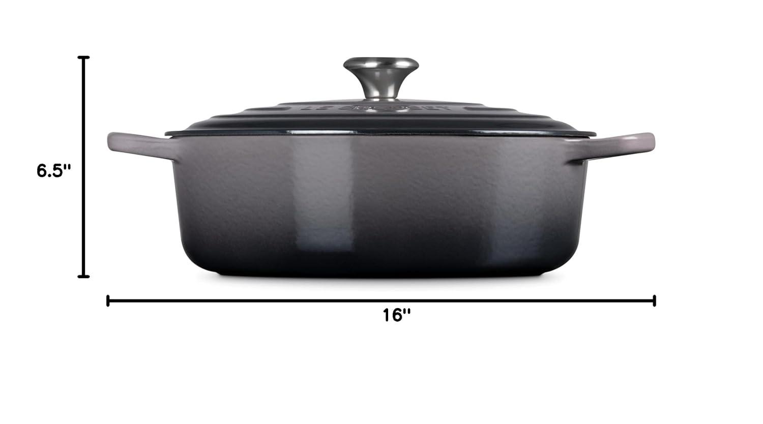 Oyster Gray Enameled Cast Iron Wide Dutch Oven, 6.75 Qt.