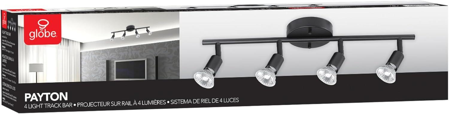 Matte Black 4-Light Adjustable Track Lighting Fixture