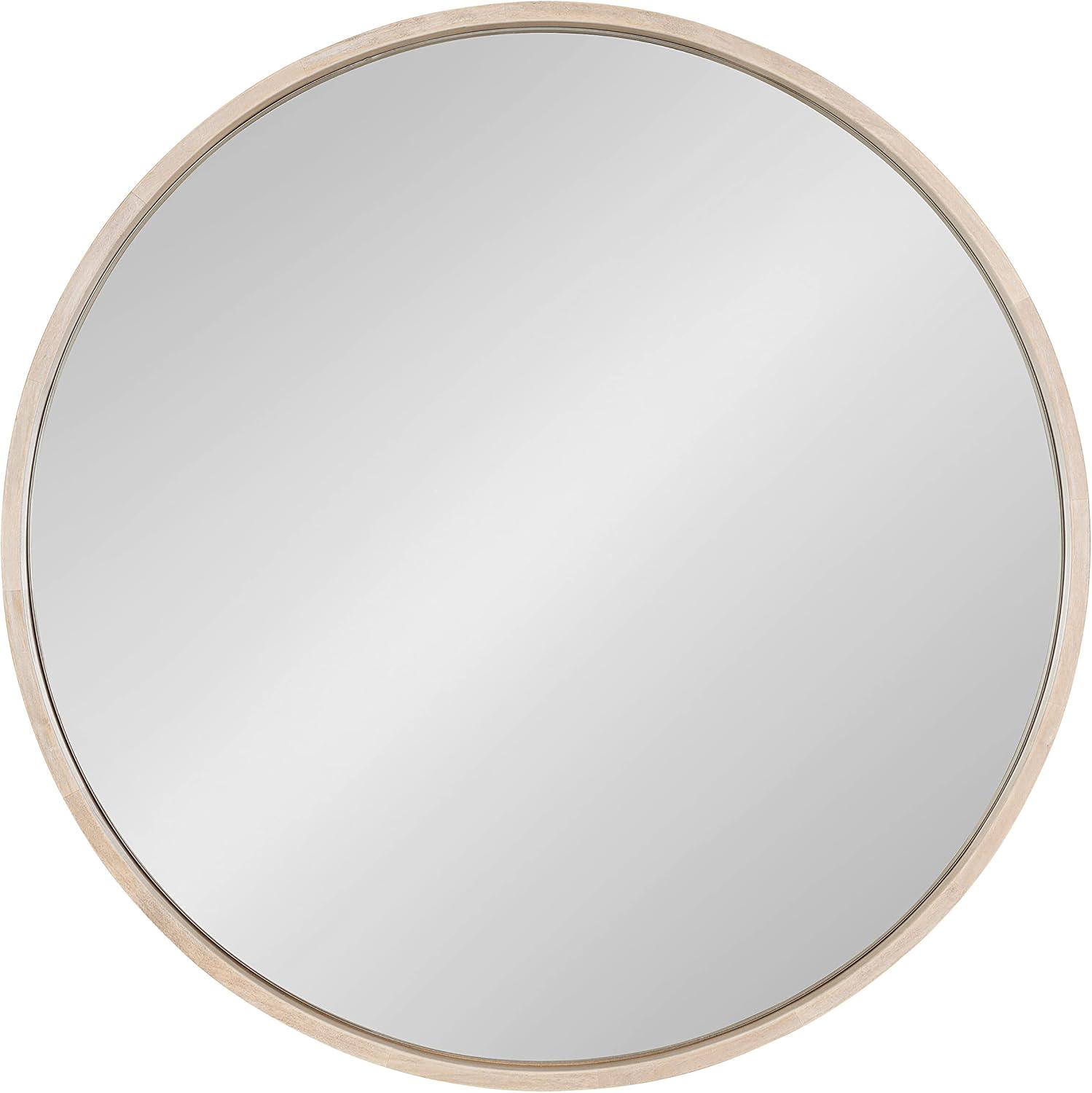 Kate and Laurel Valenti Round Framed Mirror, White 18" Diameter