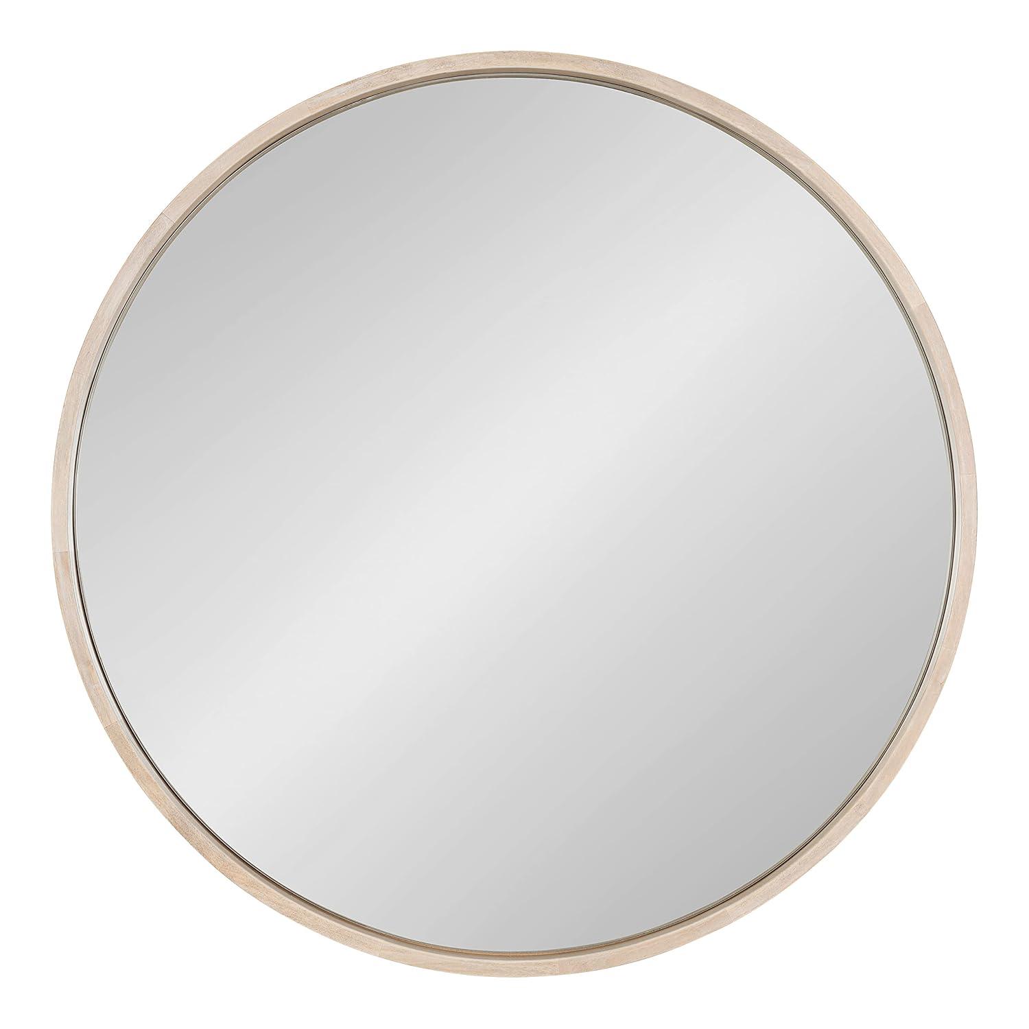 Kate and Laurel Valenti Round Framed Mirror, White 18" Diameter