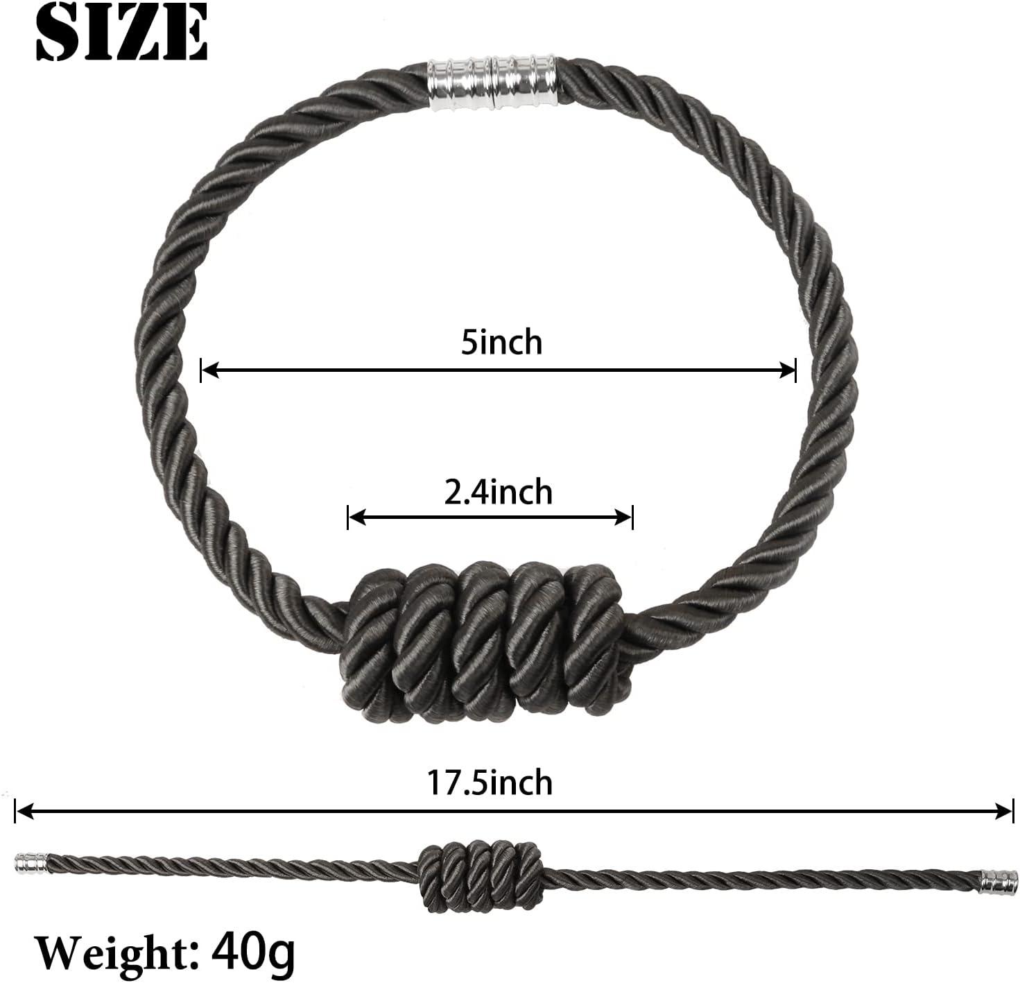 QIUYI Magnetic Jute Curtain Tiebacks, Decorative Drapery Holdbacks Bohemian Style Woven Tie-Backs with Exquisite Knot (Jute, 2 Pack)