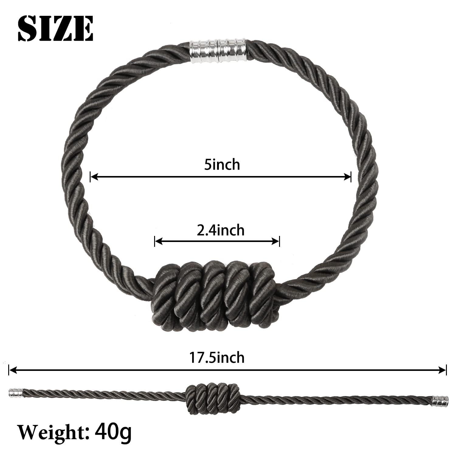 QIUYI Magnetic Jute Curtain Tiebacks, Decorative Drapery Holdbacks Bohemian Style Woven Tie-Backs with Exquisite Knot (Jute, 2 Pack)