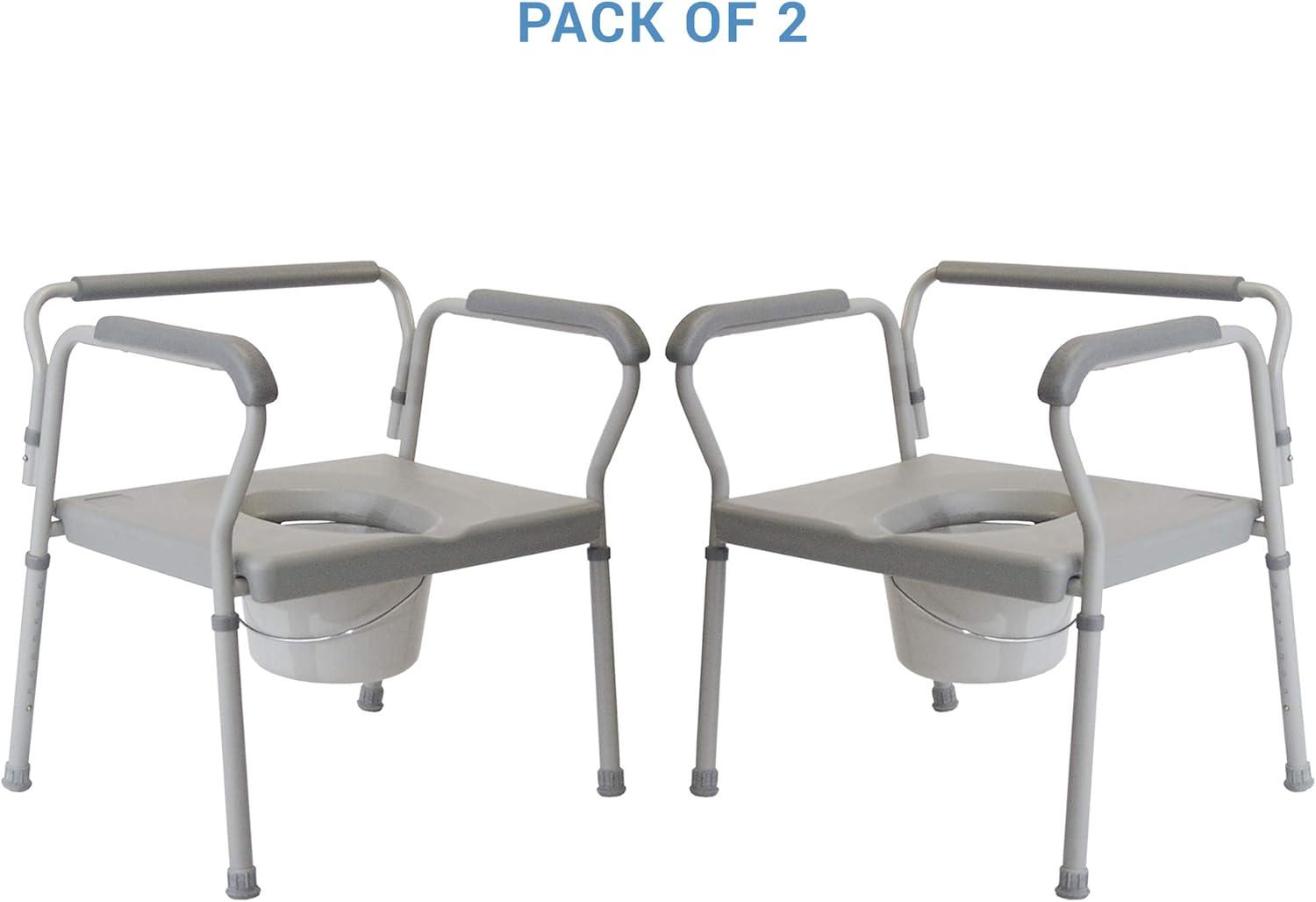 Graham-Field 7446A-2 Lumex 3-in-1 Bariatric Bedside Commode Chair, Raised Toilet Seat, Toilet Safety Rails, Supports 400 lbs., Pack of 2