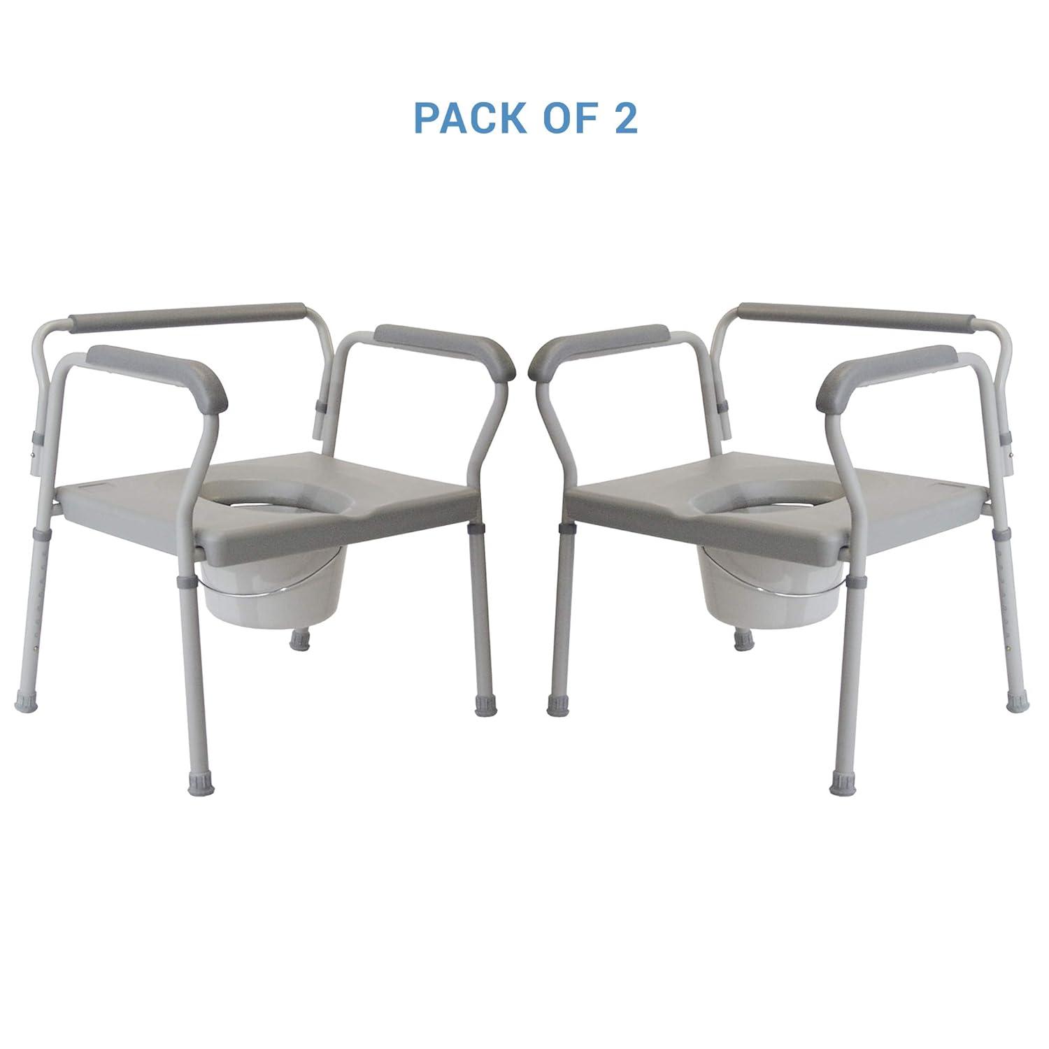 Graham-Field 7446A-2 Lumex 3-in-1 Bariatric Bedside Commode Chair, Raised Toilet Seat, Toilet Safety Rails, Supports 400 lbs., Pack of 2