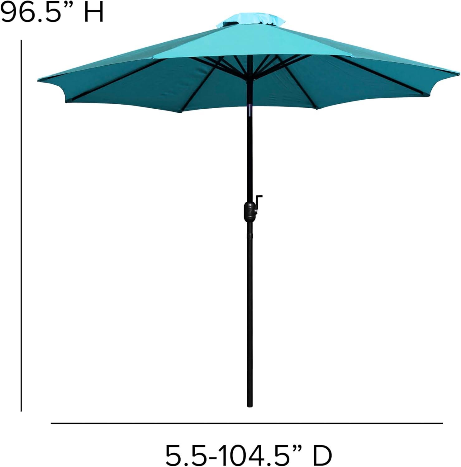 Flash Furniture Teal 9 FT Round Umbrella with 1.5" Diameter Aluminum Pole with Crank and Tilt Function