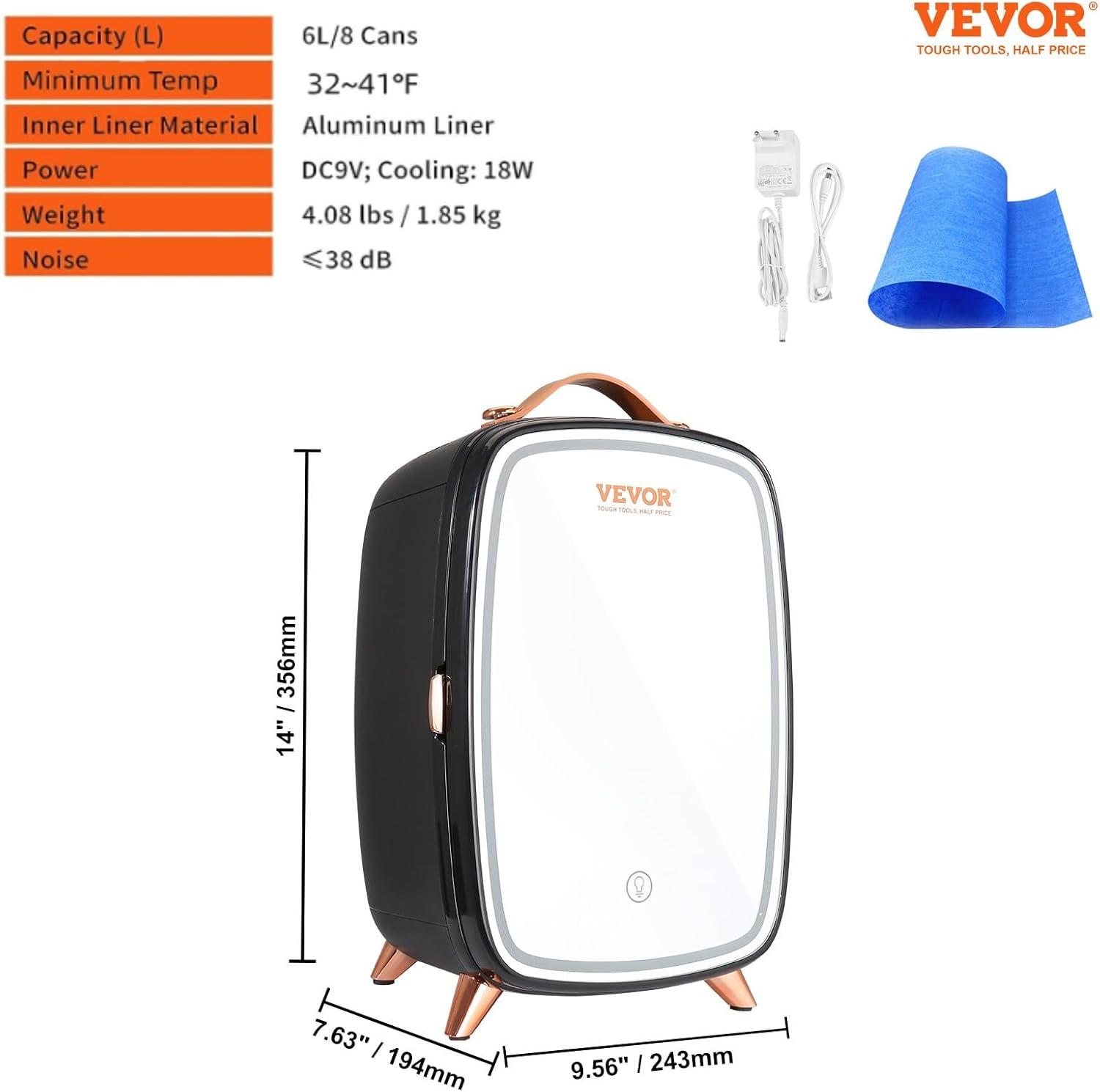 VEVOR 0.21 Cubic Feet Portable Countertop Mini Fridge