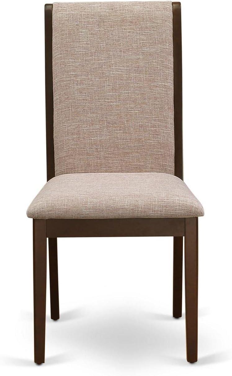 East West Furniture Lancy 39" Fabric Dining Chairs in Mahogany/Brown (Set of 2)