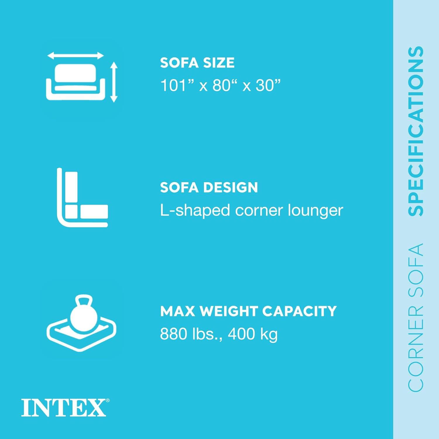 Intex 101" Wide Right Hand Facing Corner Inflatable Sectional Sofa