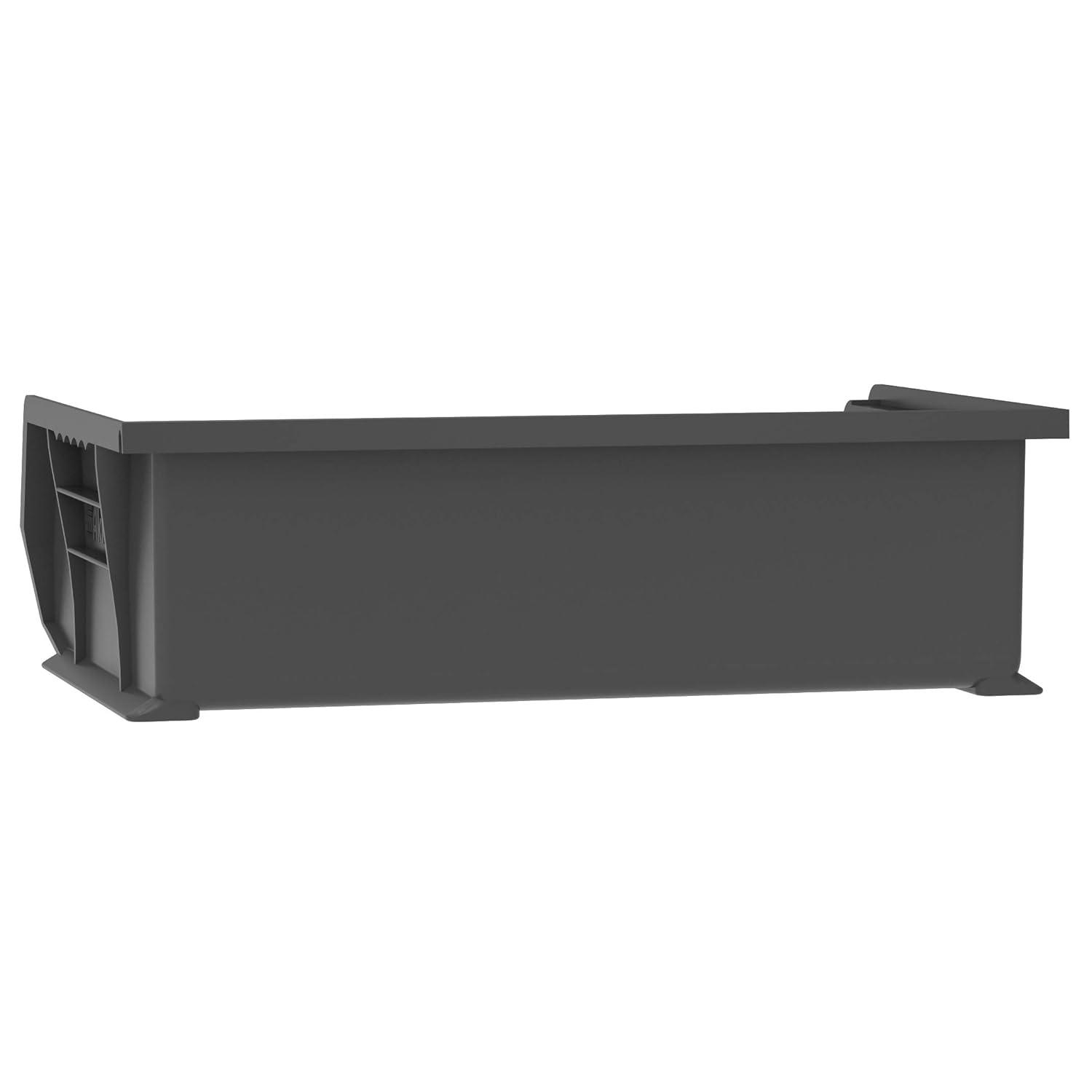 Black Plastic Stackable Storage Bin with Divider Slots