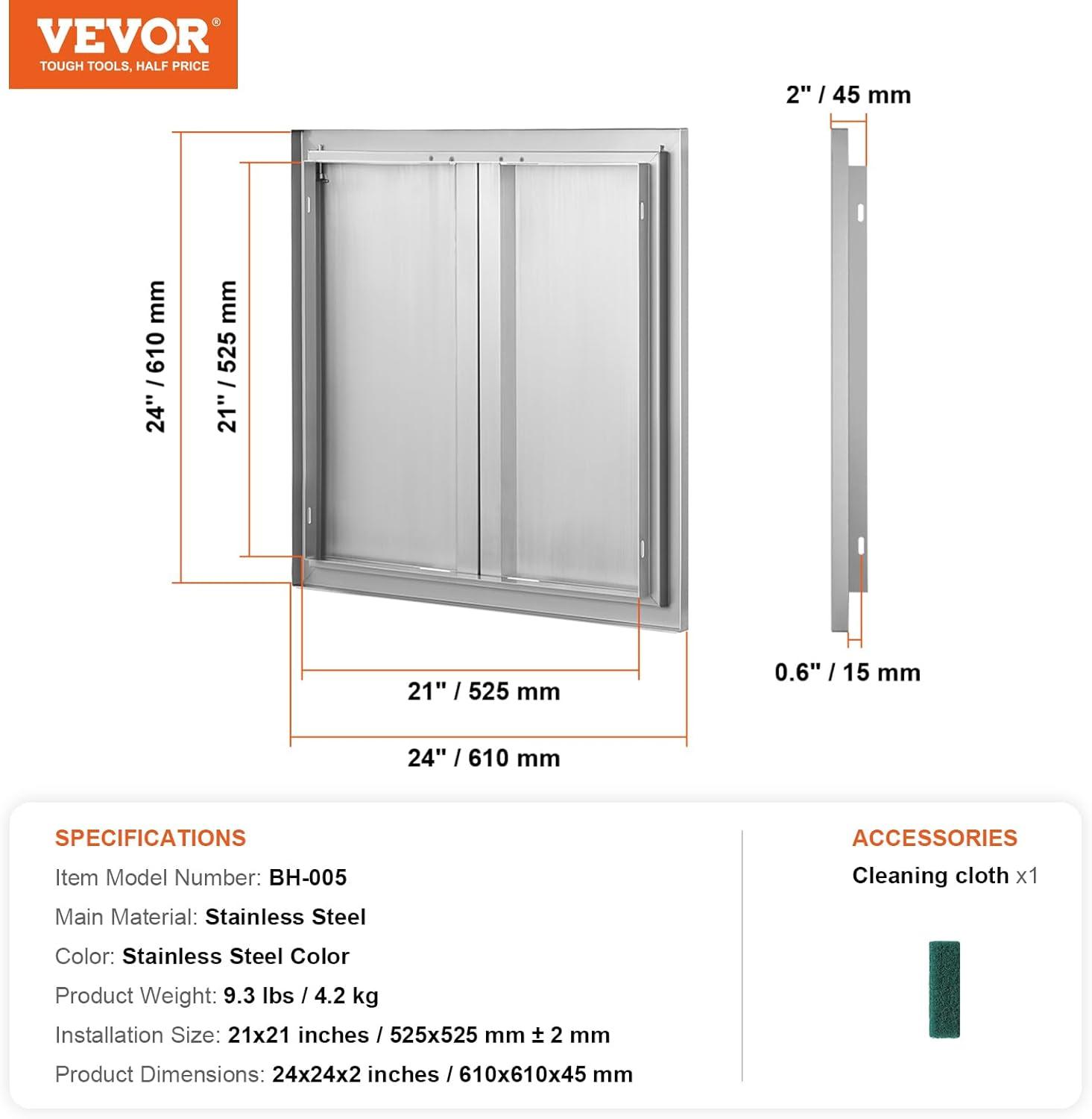 Stainless Steel 24x24 Inch Double BBQ Access Door