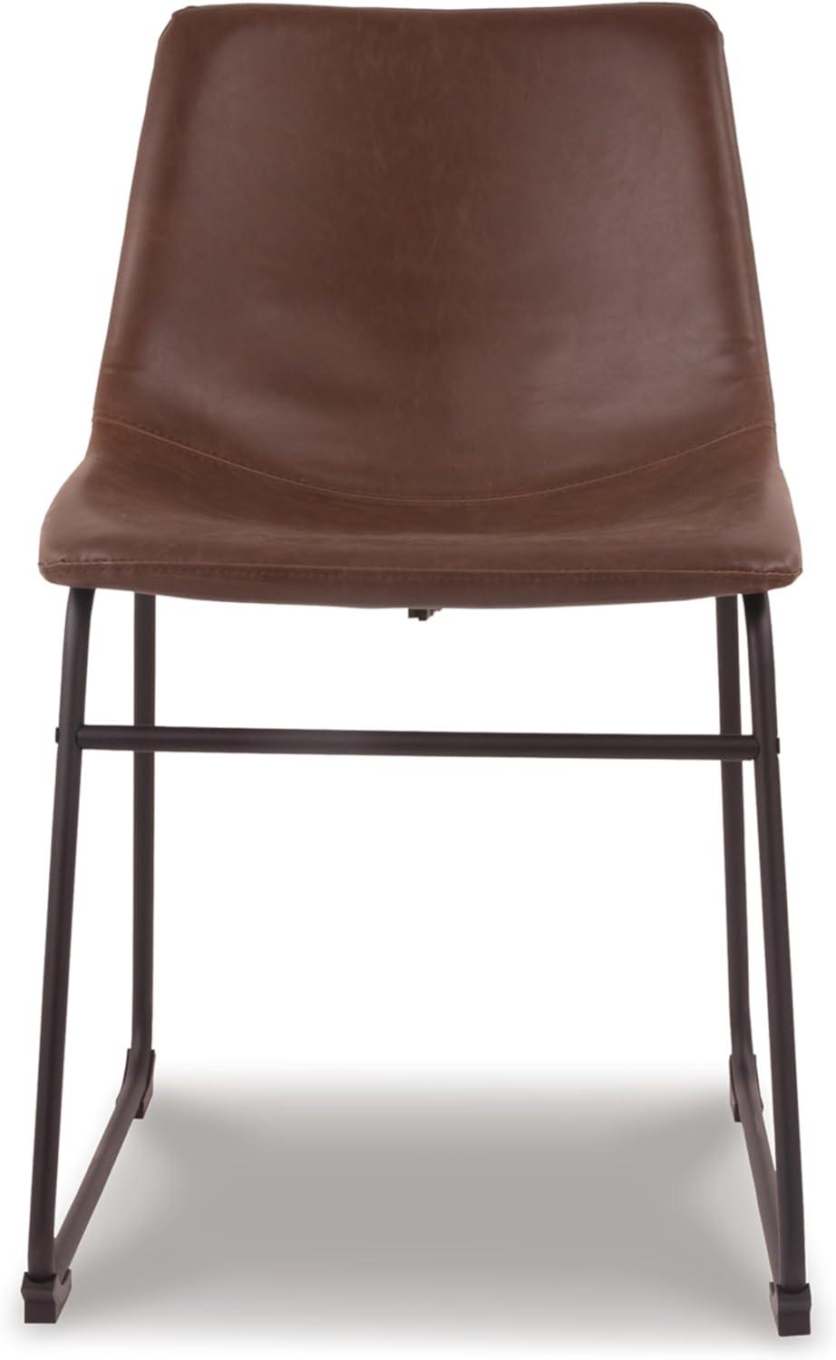 Low Brown Faux Leather Upholstered Metal Side Chair