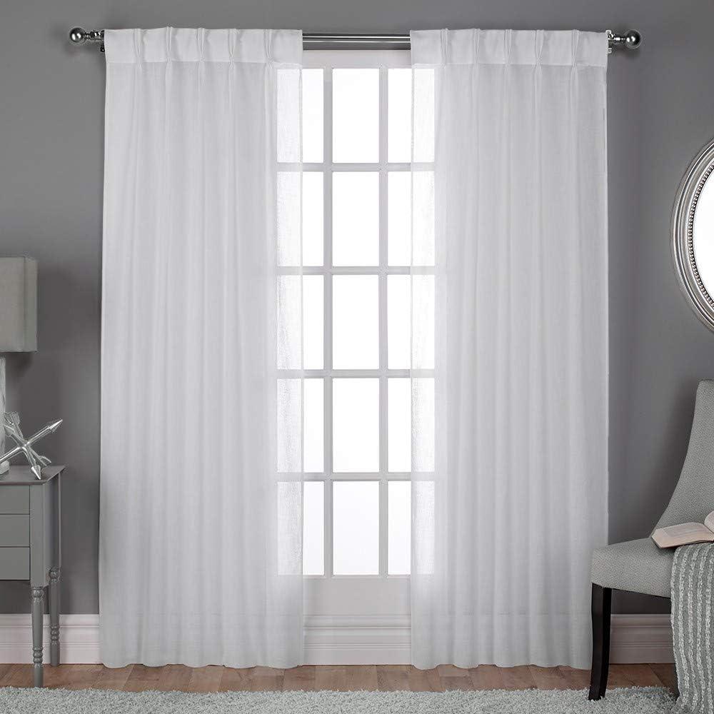 Set of 2 (96"x50") Belgian Pinch Pleats Sheer Window Curtain Panel White - Exclusive Home