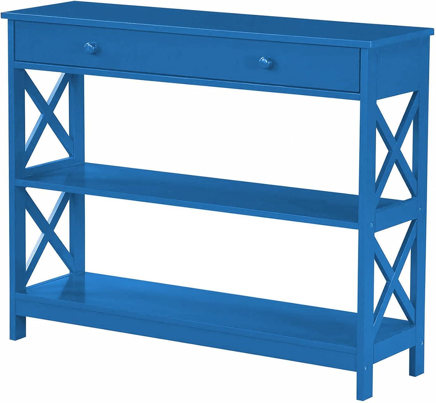 Convenience Concepts Oxford 1 Drawer Console Table with Shelves, Blue