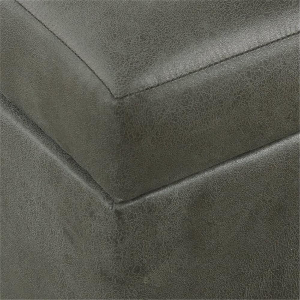 Luxury Large Square Storage Ottoman with Lid - HomePop: Faux Leather, Seating & Rosewood Legs