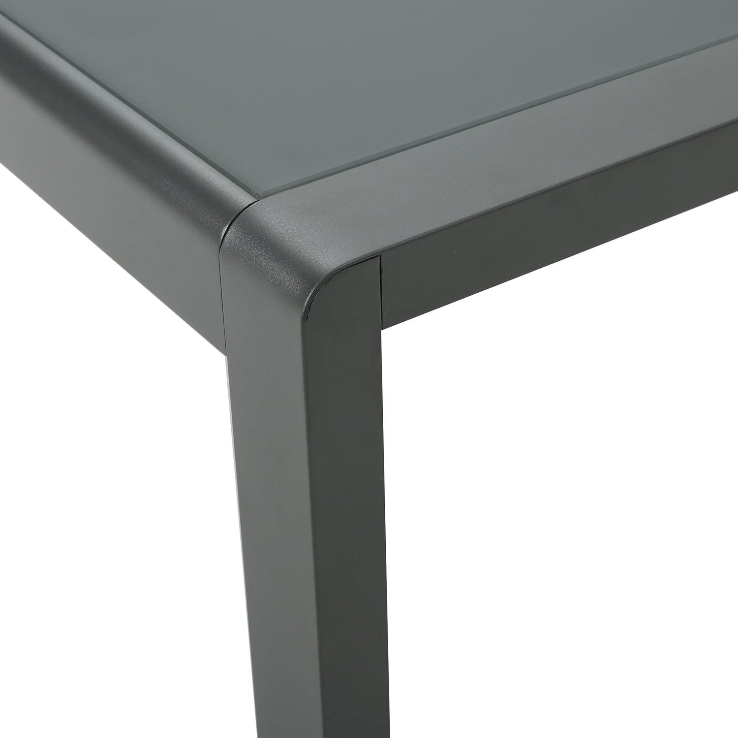 Cape Coral Rectangle Aluminum Coffee Table with Glass Top - Gray - Christopher Knight Home: Weather-Resistant Patio Table