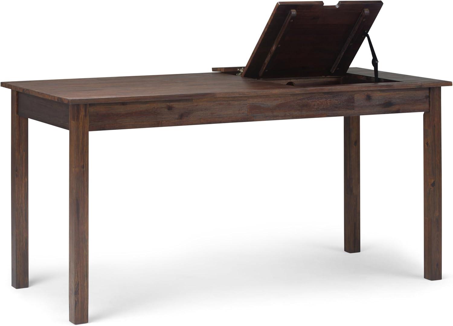 Simpli Home Monroe Computer Desk in Distressed Charcoal Brown