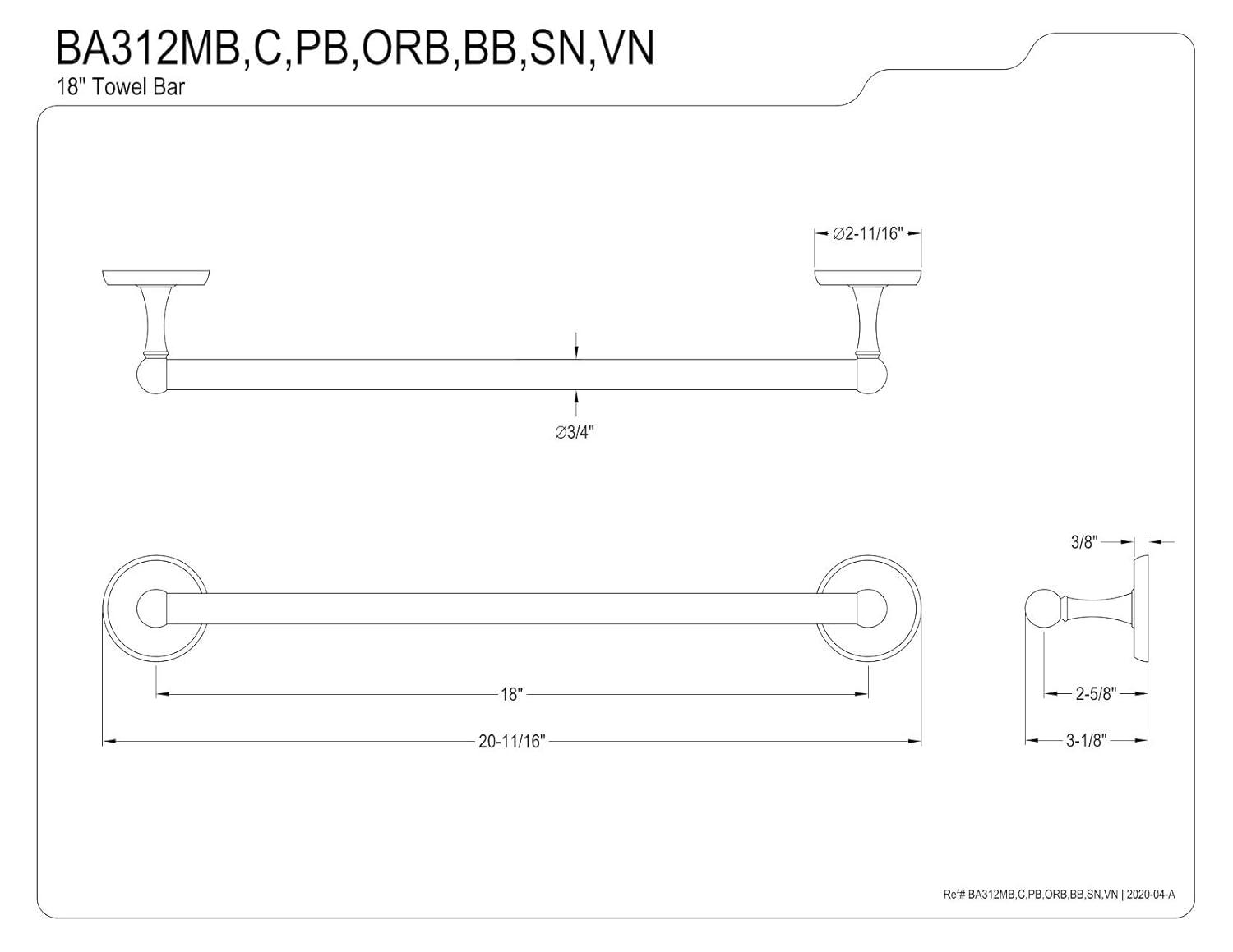 Kingston Brass Classic 18" Towel Bar