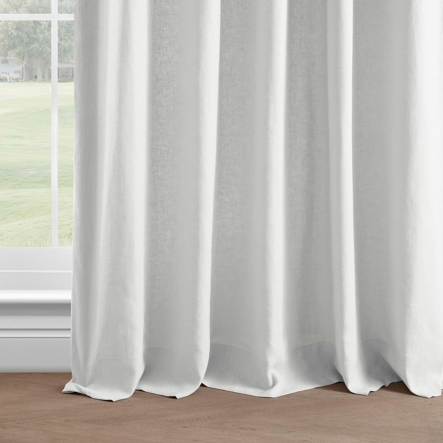 Crisp White Linen Room-Darkening Curtain Panel 50" x 108"