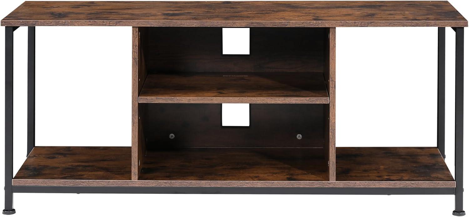 TV Stand for Up to 55 Inch TVs, Accent TV Cabinet with Open Shelf for Living Room, Media Center, Steel Frame, Rustic Brown and Black