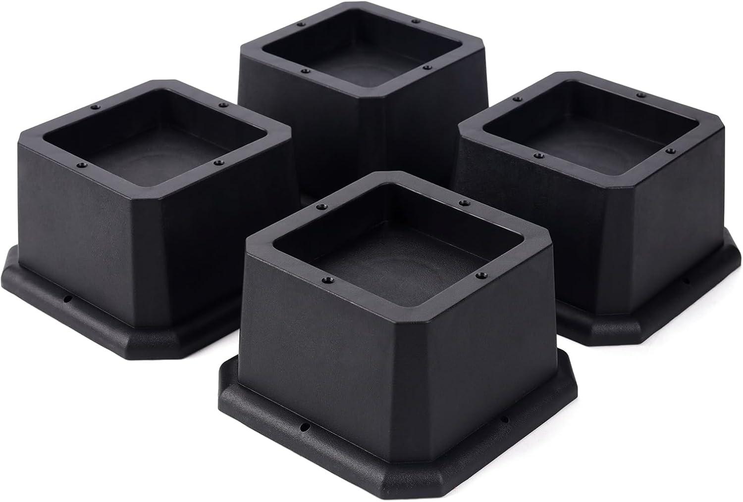 Furniture Risers 2 Inch Bed Risers Heavy Duty Adjustable Dorm Bed Lifts Risers Table Desk Chair Leg Extenders 4 Pack Black