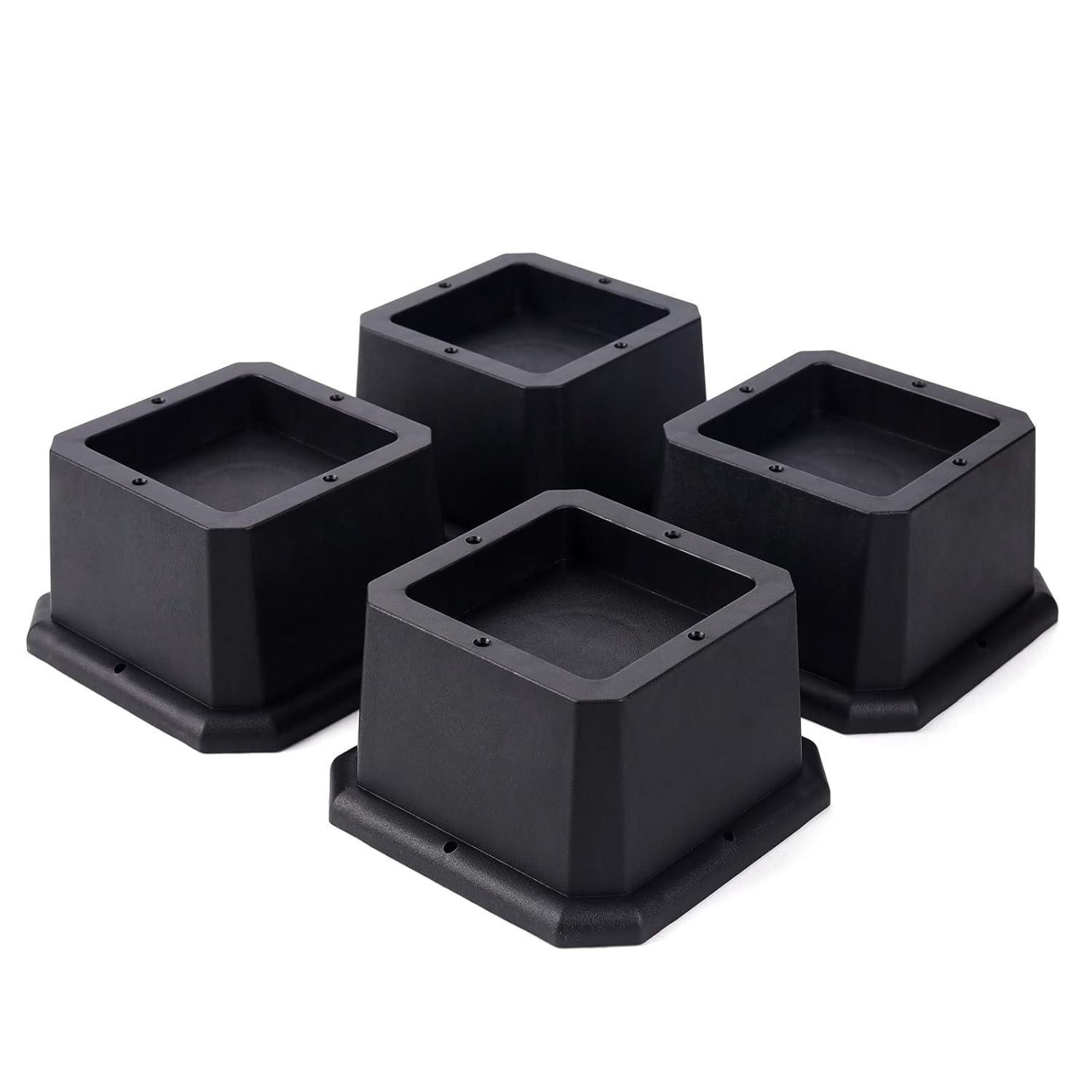 Furniture Risers 2 Inch Bed Risers Heavy Duty Adjustable Dorm Bed Lifts Risers Table Desk Chair Leg Extenders 4 Pack Black