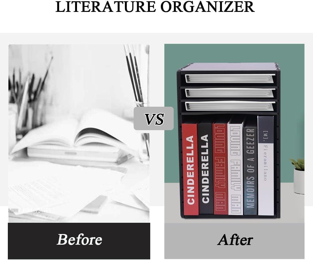 AdirOffice 500 Series 11 Compartment Wooden Literature Organizer 10.75" x 11.8" Black (500-11-BLK)