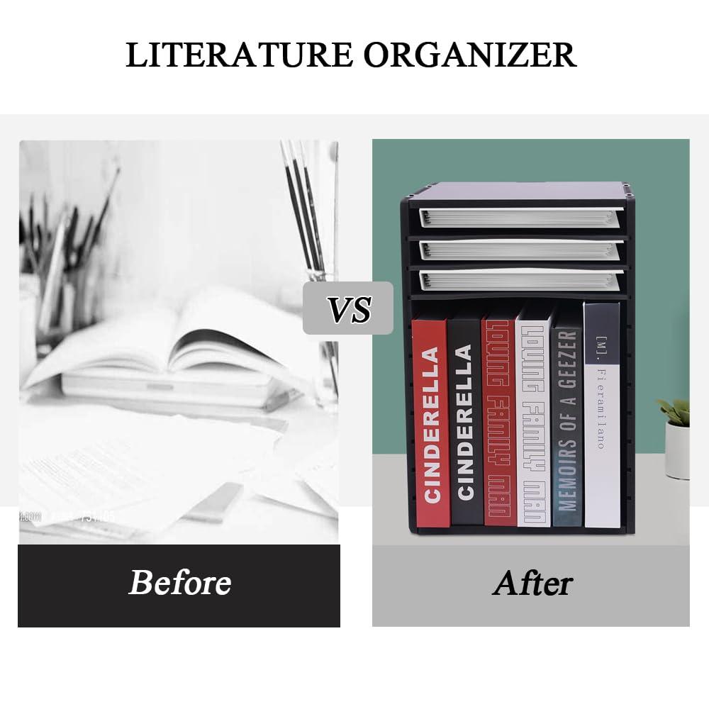 AdirOffice 500 Series 11 Compartment Wooden Literature Organizer 10.75" x 11.8" Black (500-11-BLK)