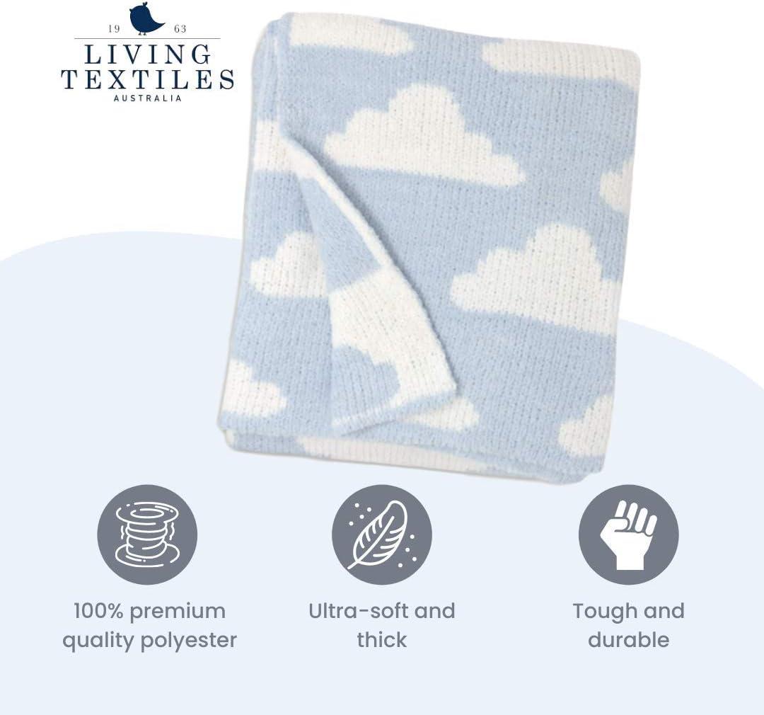 Living Textiles|Chenille Baby Blanket - Blue Clouds