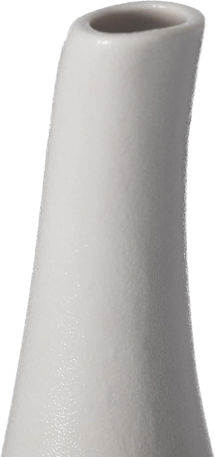 Uniquewise White Contemporary Unique Teardrop Shaped Ceramic Table Vase Flower Holder,12.5 Inch
