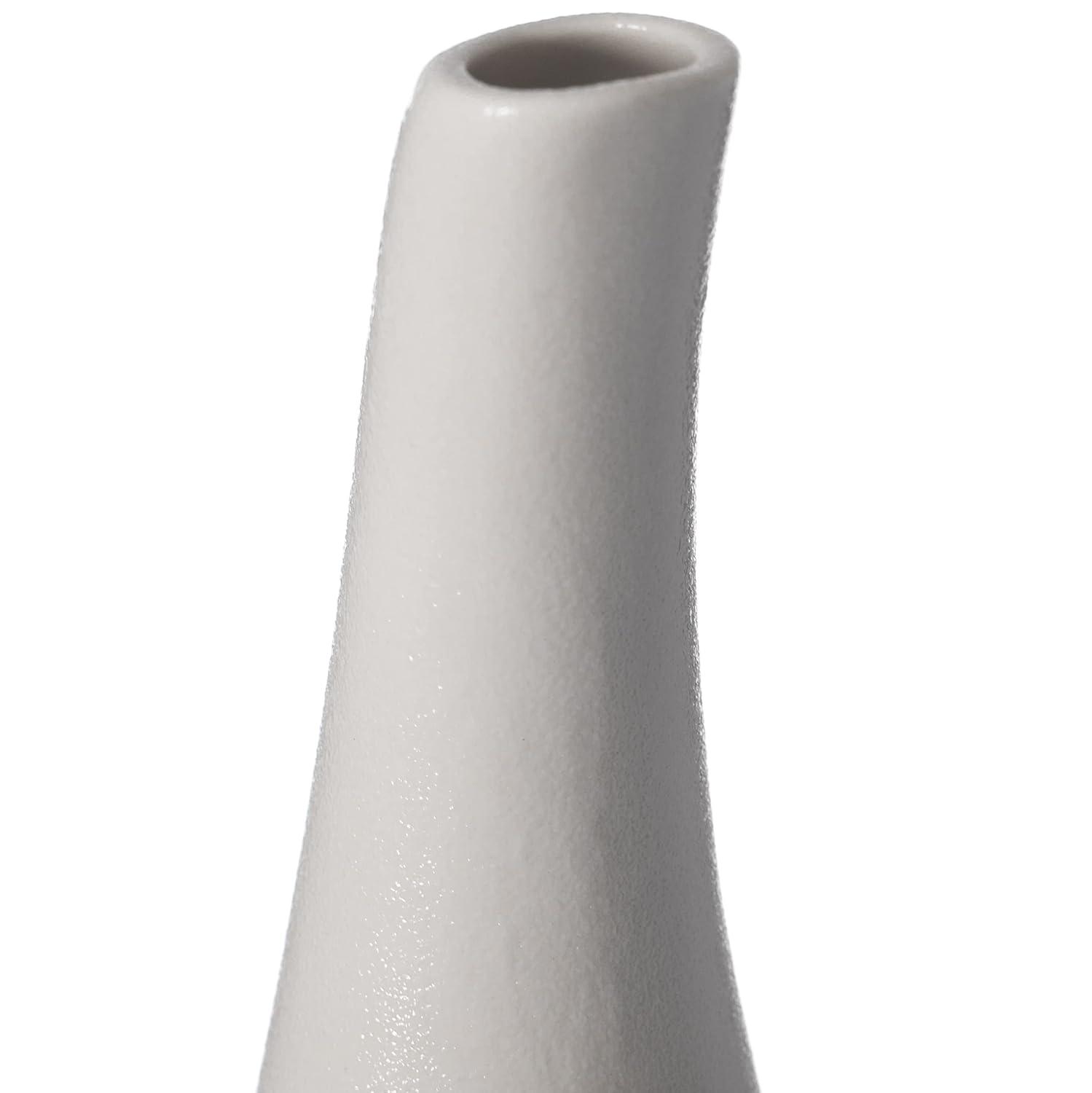 Uniquewise White Contemporary Unique Teardrop Shaped Ceramic Table Vase Flower Holder,12.5 Inch